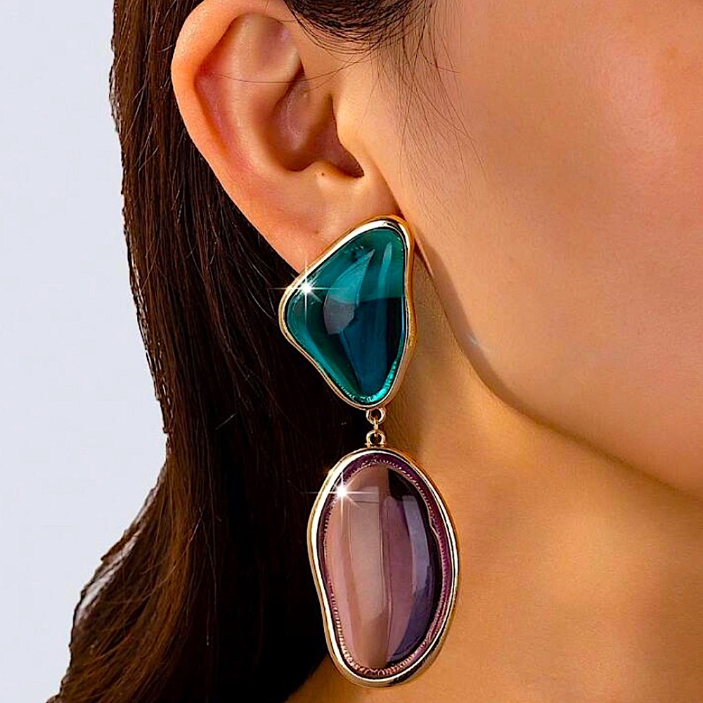 Boho Multicolor Handmade Dangle Earrings Stainless Steel Vibrant Gold Plated